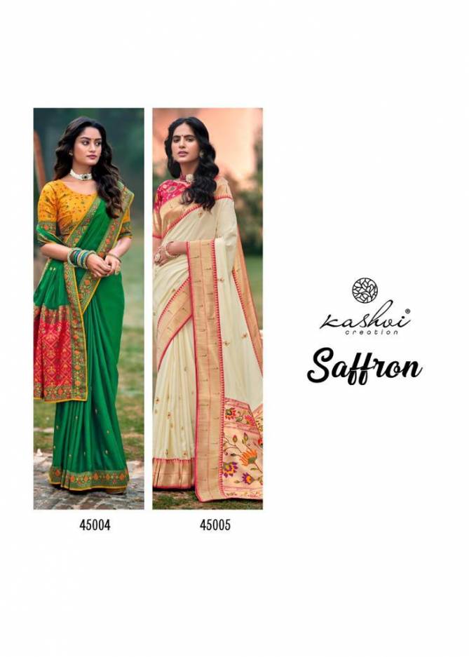Kashvi Saffron New Designer Festive Wear Heavy Designer Pure Silk Saree Collection 